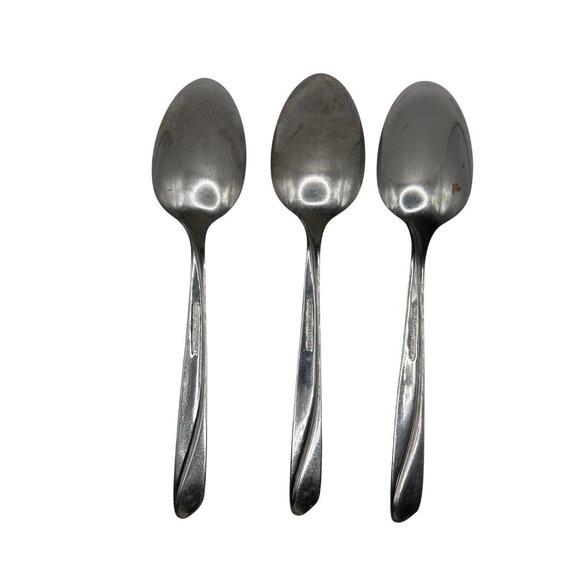 3 International Silver Insico Finlandia Stainless Steel soup Spoons 3 Glossy - Picture 3 of 5